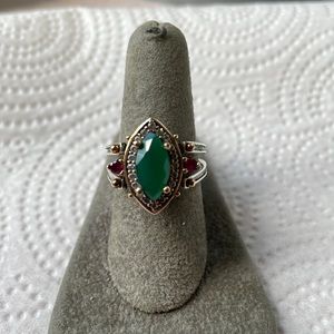 925 Sterling Reversible Ring size 8 Ruby & Emerald
